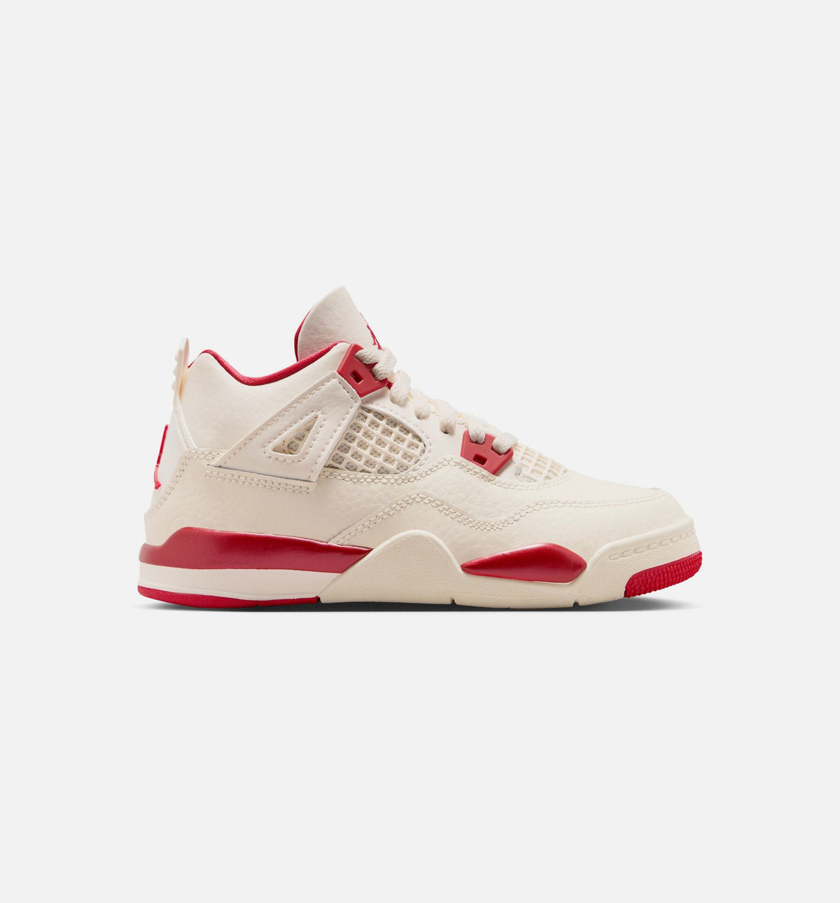 Air Jordan 4 Retro Valentines Day Preschool Lifestyle Shoe - Pale IvorySierra RedTough Red