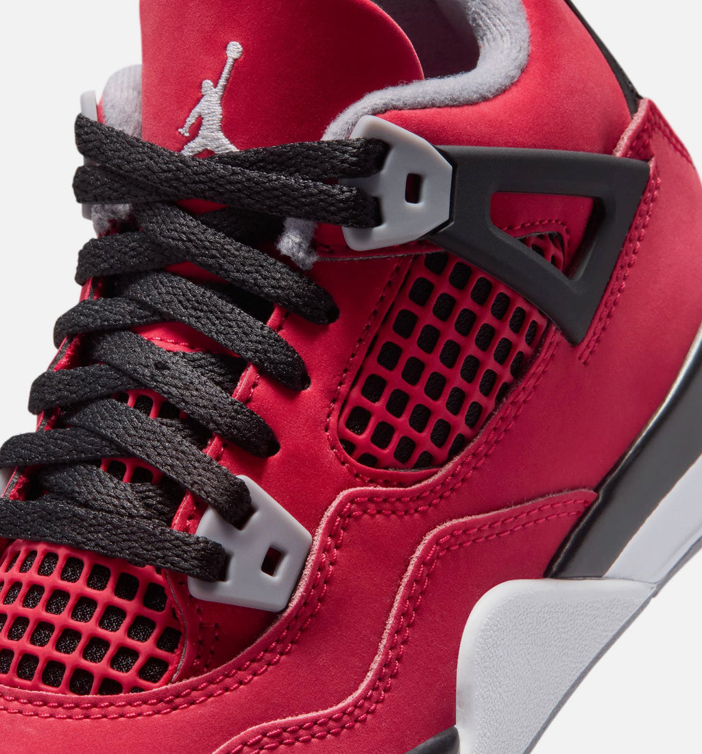 Air Jordan 4 Retro Toro Bravo Preschool Lifestyle Shoe - Fire RedWhiteBlackCement Grey Free Shipping