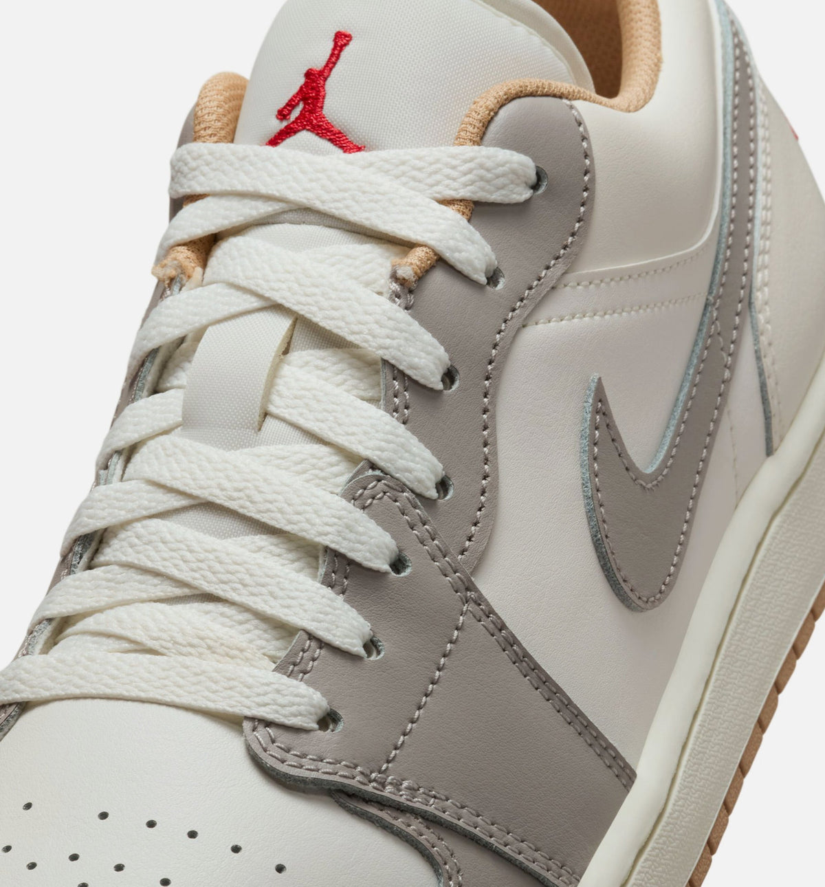 Air Jordan 1 Low Mens Lifestyle Shoe - SailFire RedCollege GreyHemp
