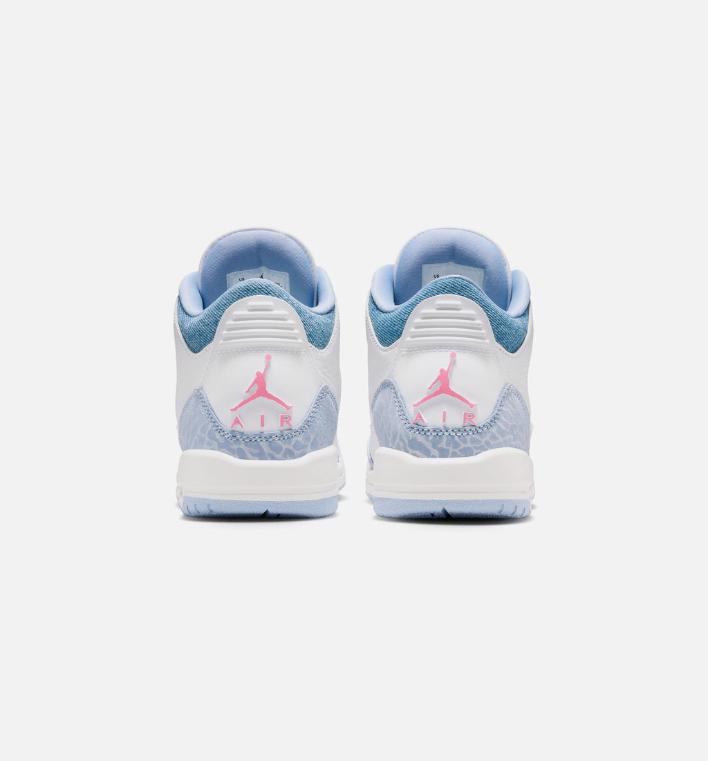 Air Jordan 3 Retro Cobalt Bliss Grade School Lifestyle Shoe - WhiteCobalt BlissFootball GreyPink Glow