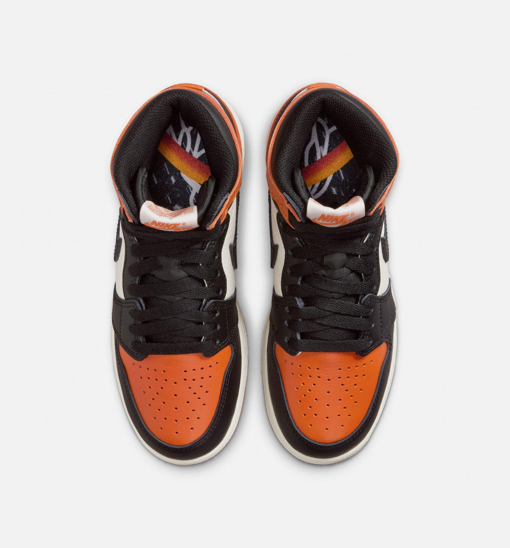 Air Jordan 1 Retro High OG Shattered Backboard Grade School Lifestyle Shoe - BlackBlackSailStarfish