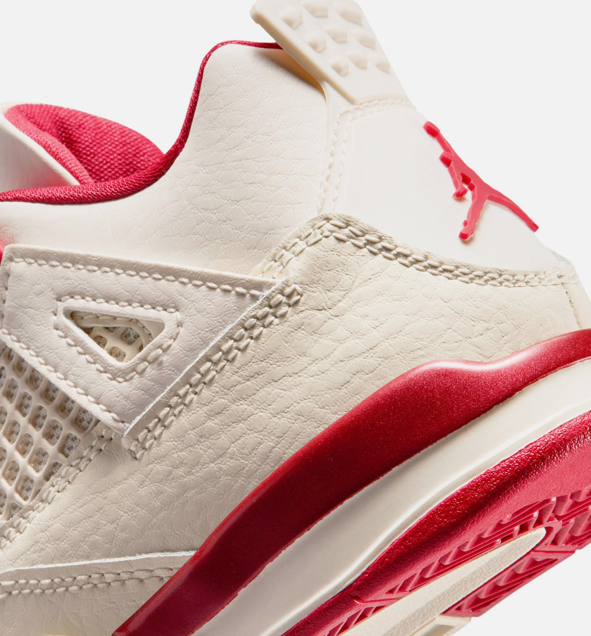 Air Jordan 4 Retro Valentines Day Preschool Lifestyle Shoe - Pale IvorySierra RedTough Red