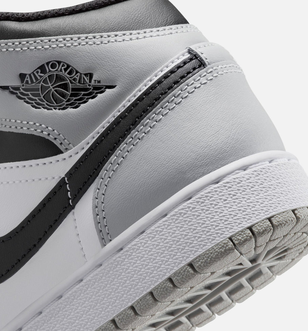 Air Jordan 1 Mid Grade School Lifestyle Shoe - WhiteLight Smoke GreyBlack