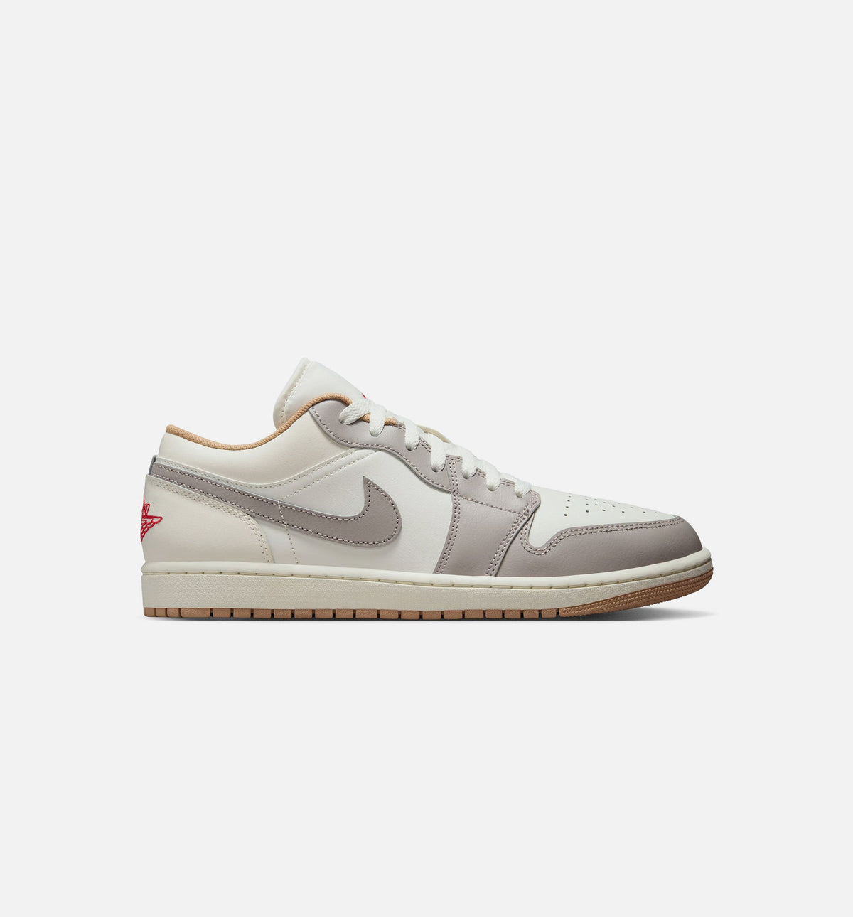Air Jordan 1 Low Mens Lifestyle Shoe - SailFire RedCollege GreyHemp
