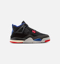 Air Jordan 4 Retro Rare Air Preschool Lifestyle Shoe - BlackFire RedDeep Royal Blue