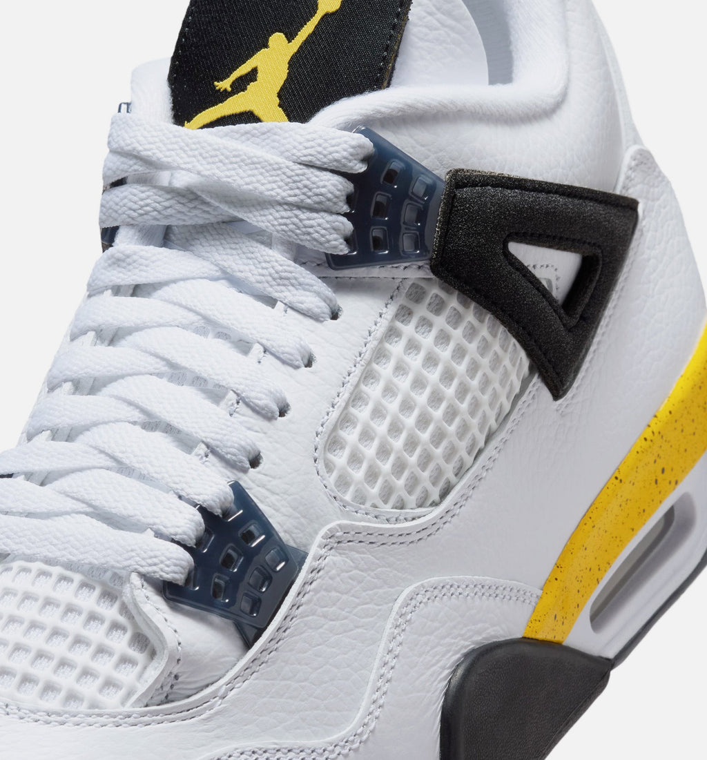 Air Jordan 4 Retro Rare Air Tour Yellow Preschool Lifestyle Shoe - WhiteDark Blue GreyBlackTour Yellow Free Shipping