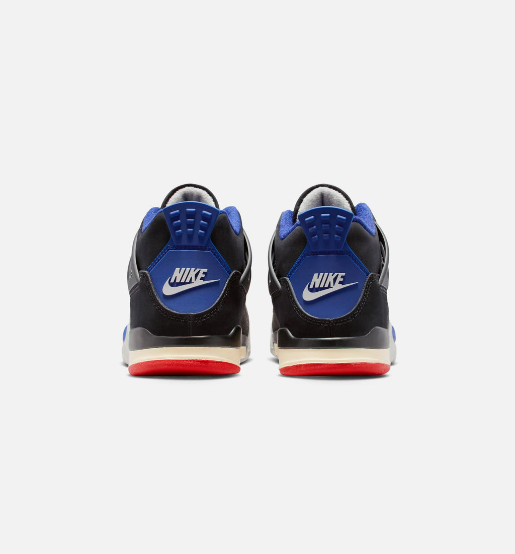 Air Jordan 4 Retro Rare Air Preschool Lifestyle Shoe - BlackFire RedDeep Royal Blue