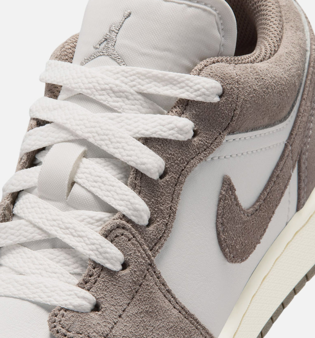 Air Jordan 1 Low Grade School Lifestyle Shoe - Olive GreyEnigma StoneSummit White