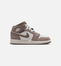Air Jordan 1 Mid Grade School Lifestyle Shoe - Enigma StoneOlive GreySummit White