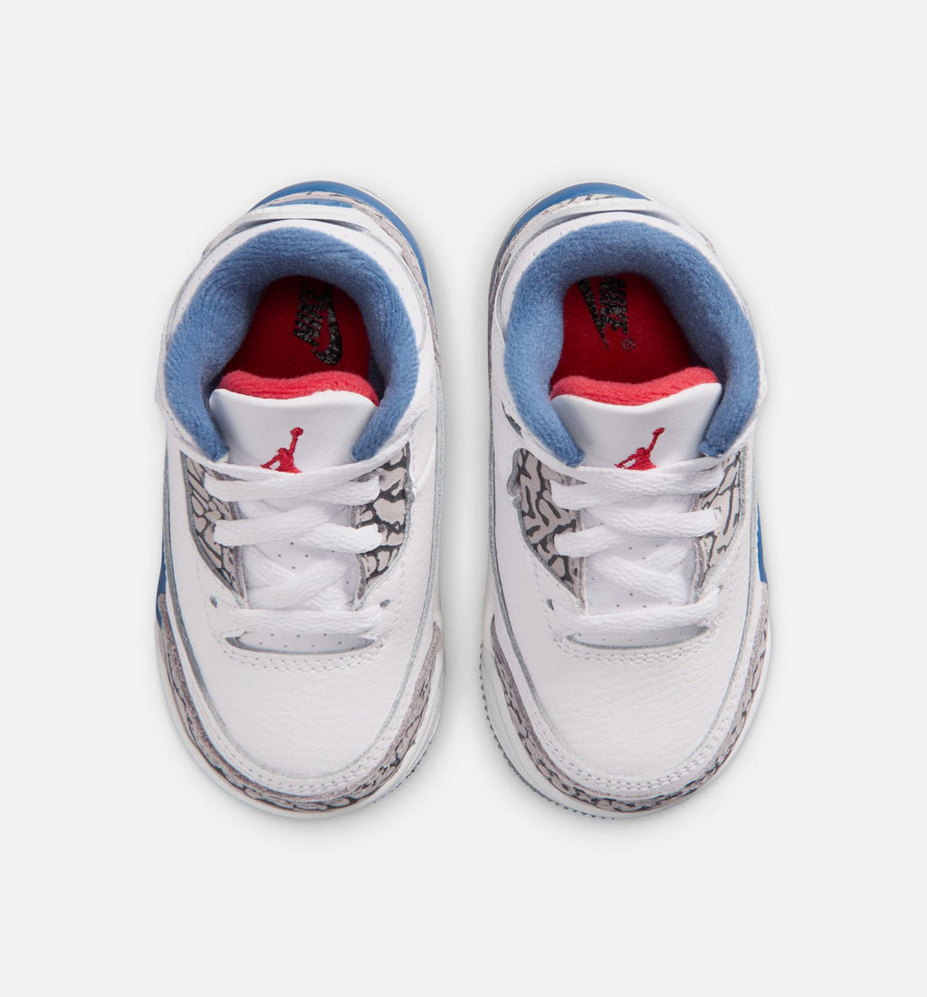 Air Jordan 3 Retro OG True Blue Infant Toddler Lifestyle Shoe - WhiteFire RedTrue Blue Free Shipping