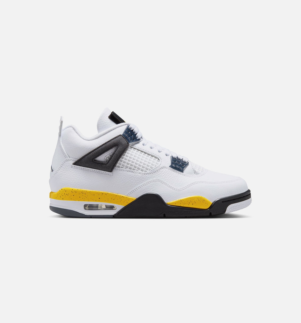 Air Jordan 4 Retro Rare Air Tour Yellow Preschool Lifestyle Shoe - WhiteDark Blue GreyBlackTour Yellow Free Shipping