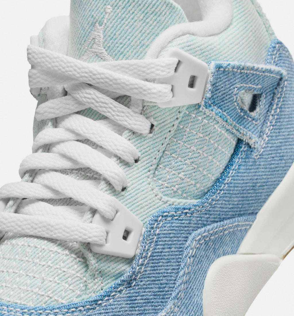 Air Jordan 4 Retro Worn Blue Preschool Lifestyle Shoe - SailWorn BlueMetallic Gold