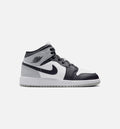 Air Jordan 1 Mid Grade School Lifestyle Shoe - WhiteLight Smoke GreyBlack