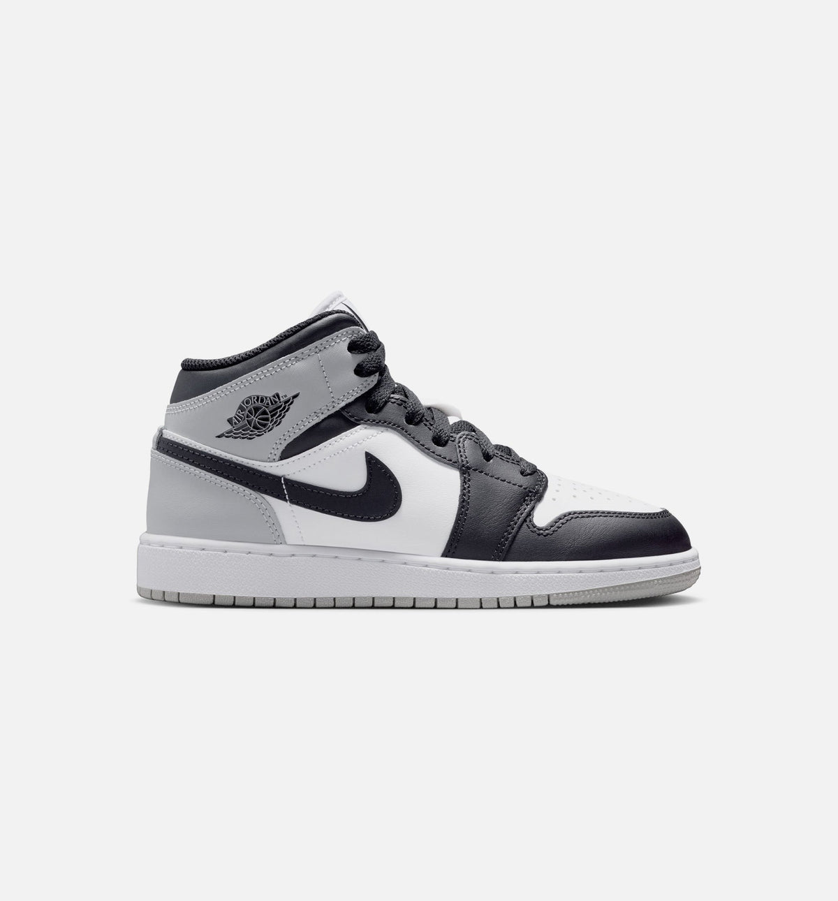 Air Jordan 1 Mid Grade School Lifestyle Shoe - WhiteLight Smoke GreyBlack