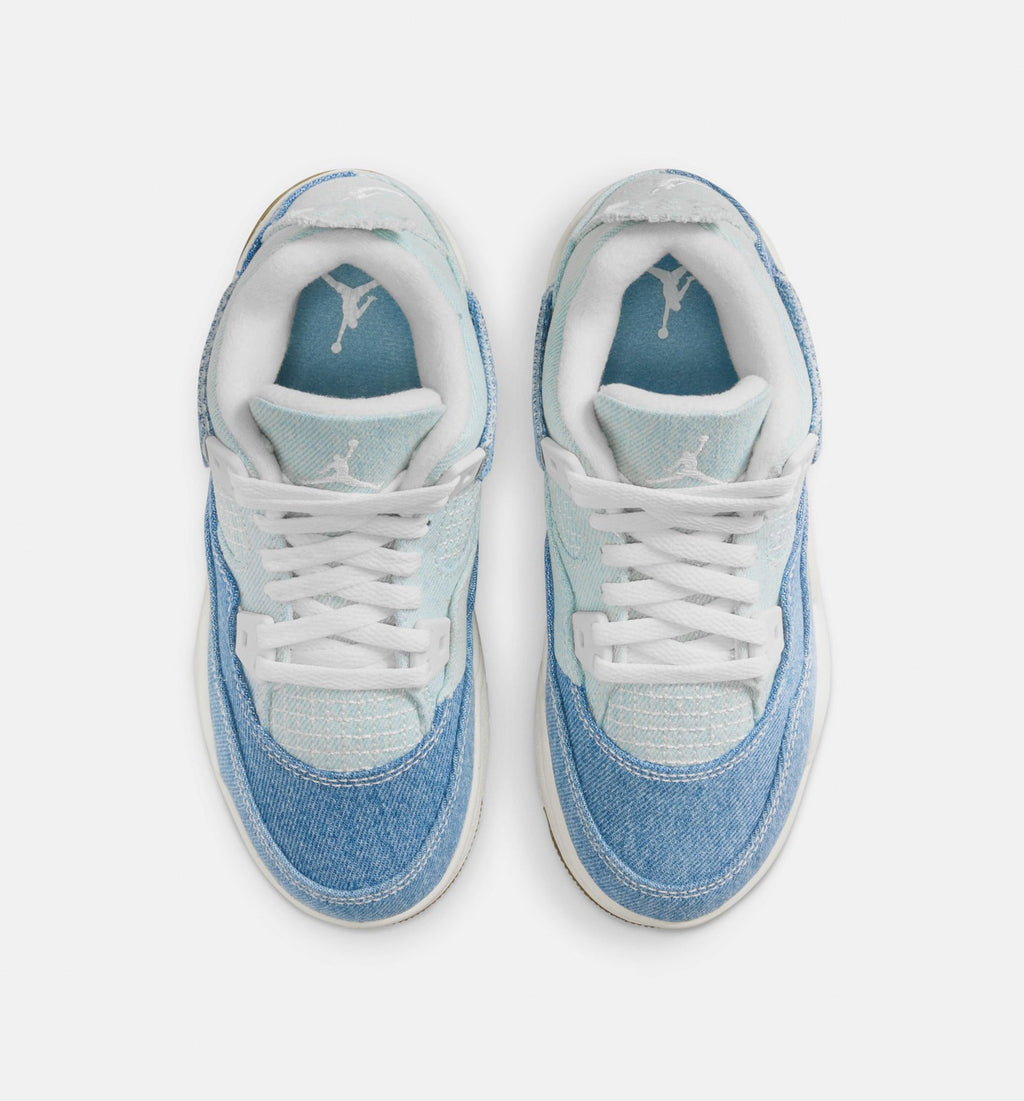 Air Jordan 4 Retro Worn Blue Preschool Lifestyle Shoe - SailWorn BlueMetallic Gold