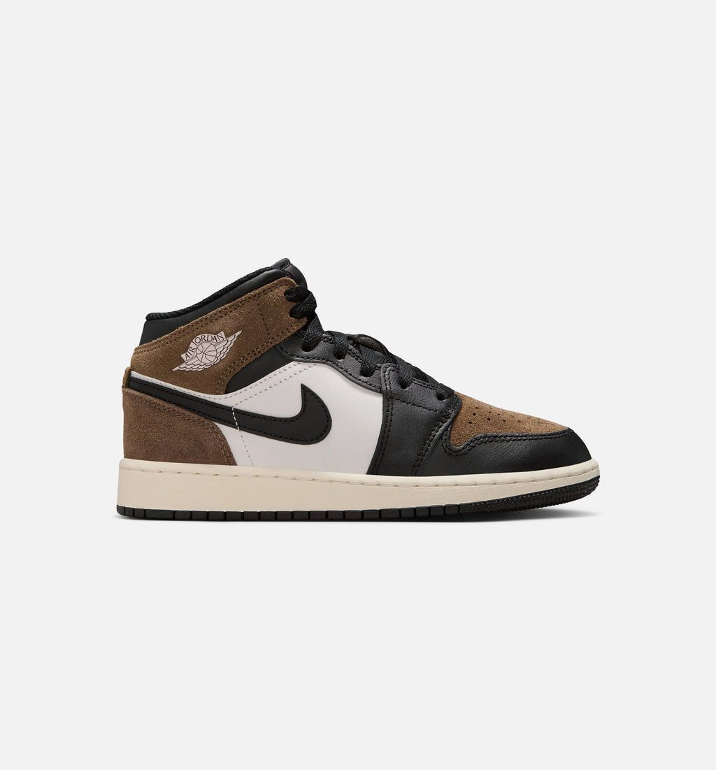 Air Jordan 1 Mid Grade School Lifestyle Shoe - BlackPhantomPalominoUniversity Red