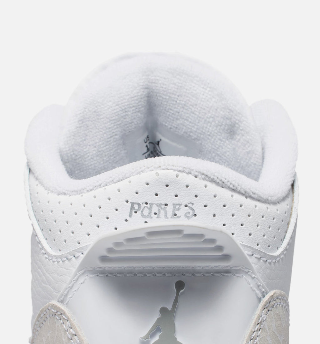 Air Jordan 3 Retro White and Silver Preschool Lifestyle Shoe - WhiteMetallic Silver Free Shipping