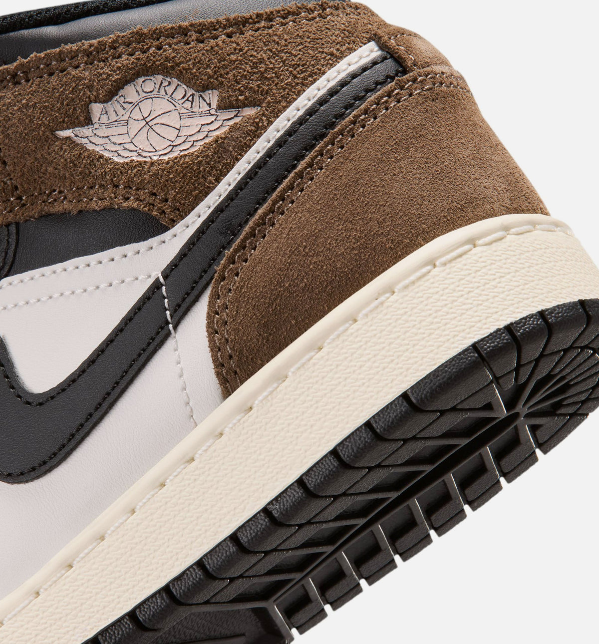 Air Jordan 1 Mid Grade School Lifestyle Shoe - BlackPhantomPalominoUniversity Red