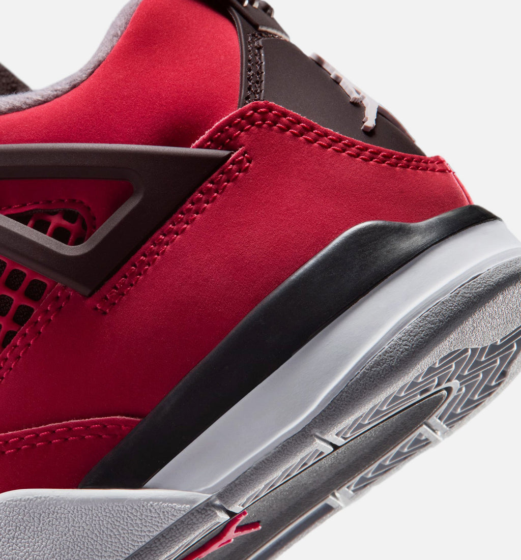 Air Jordan 4 Retro Toro Bravo Preschool Lifestyle Shoe - Fire RedWhiteBlackCement Grey Free Shipping