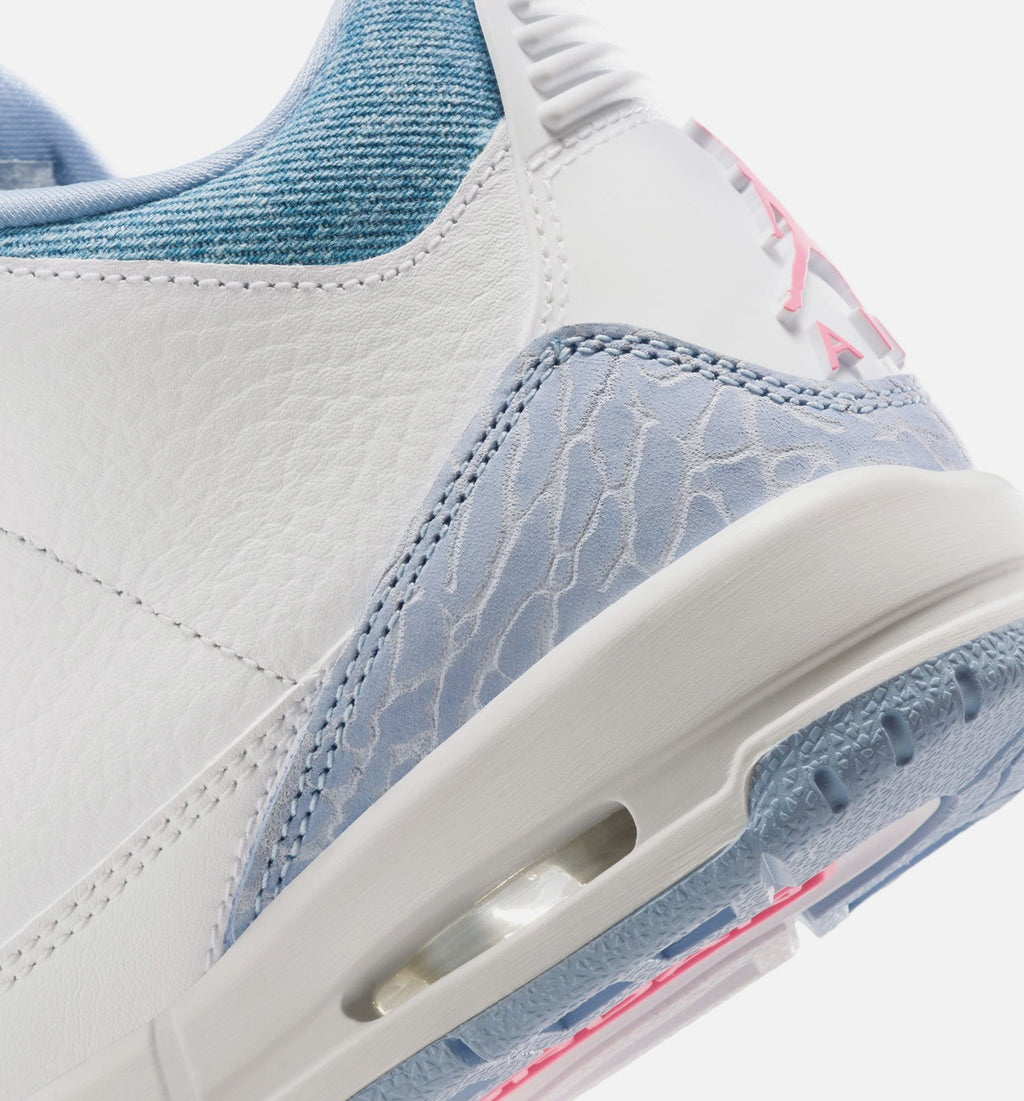 Air Jordan 3 Retro Cobalt Bliss Grade School Lifestyle Shoe - WhiteCobalt BlissFootball GreyPink Glow