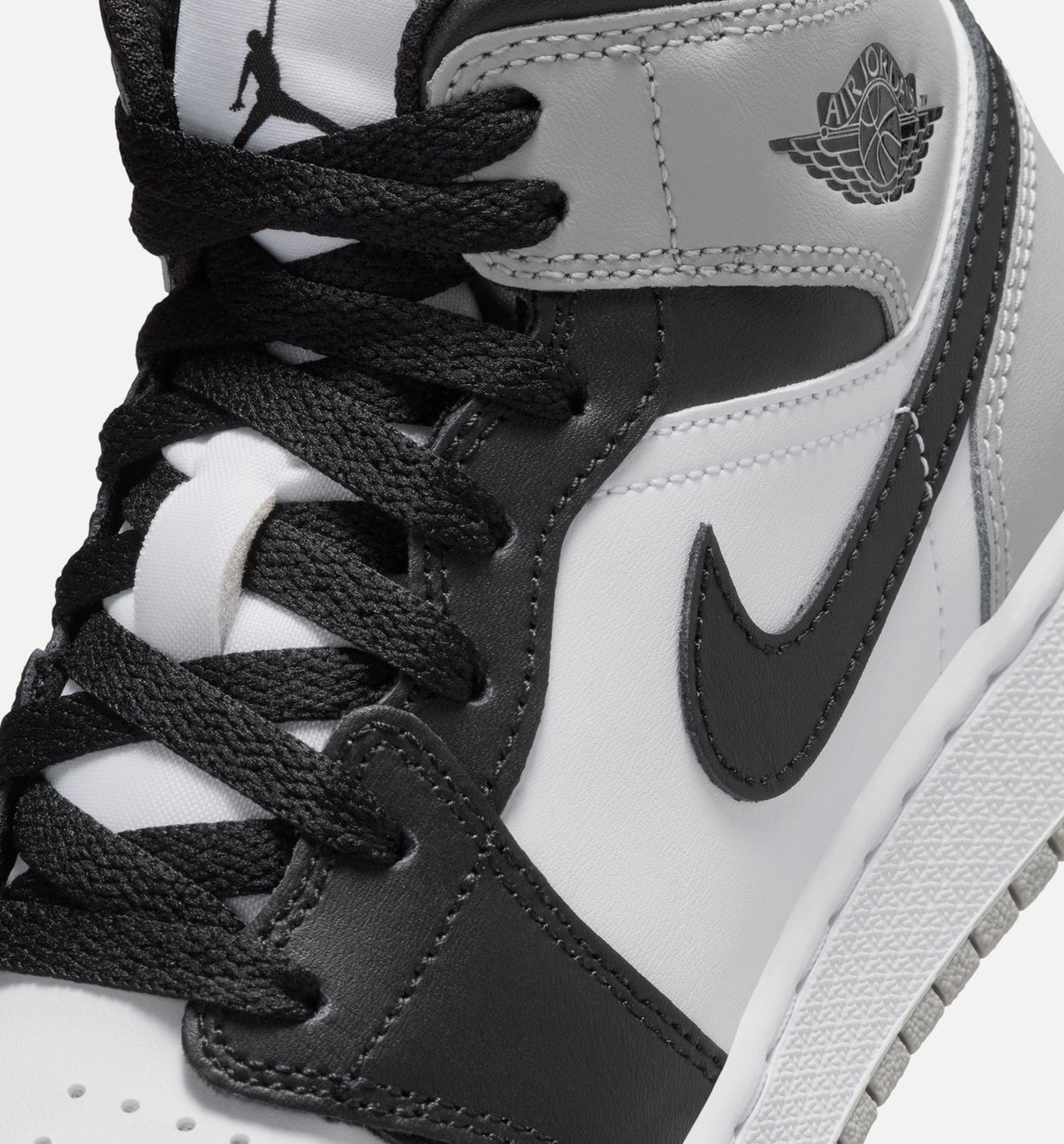 Air Jordan 1 Mid Grade School Lifestyle Shoe - WhiteLight Smoke GreyBlack