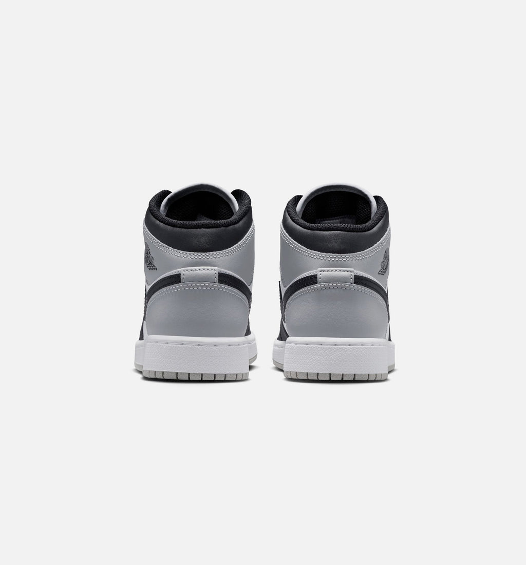 Air Jordan 1 Mid Grade School Lifestyle Shoe - WhiteLight Smoke GreyBlack