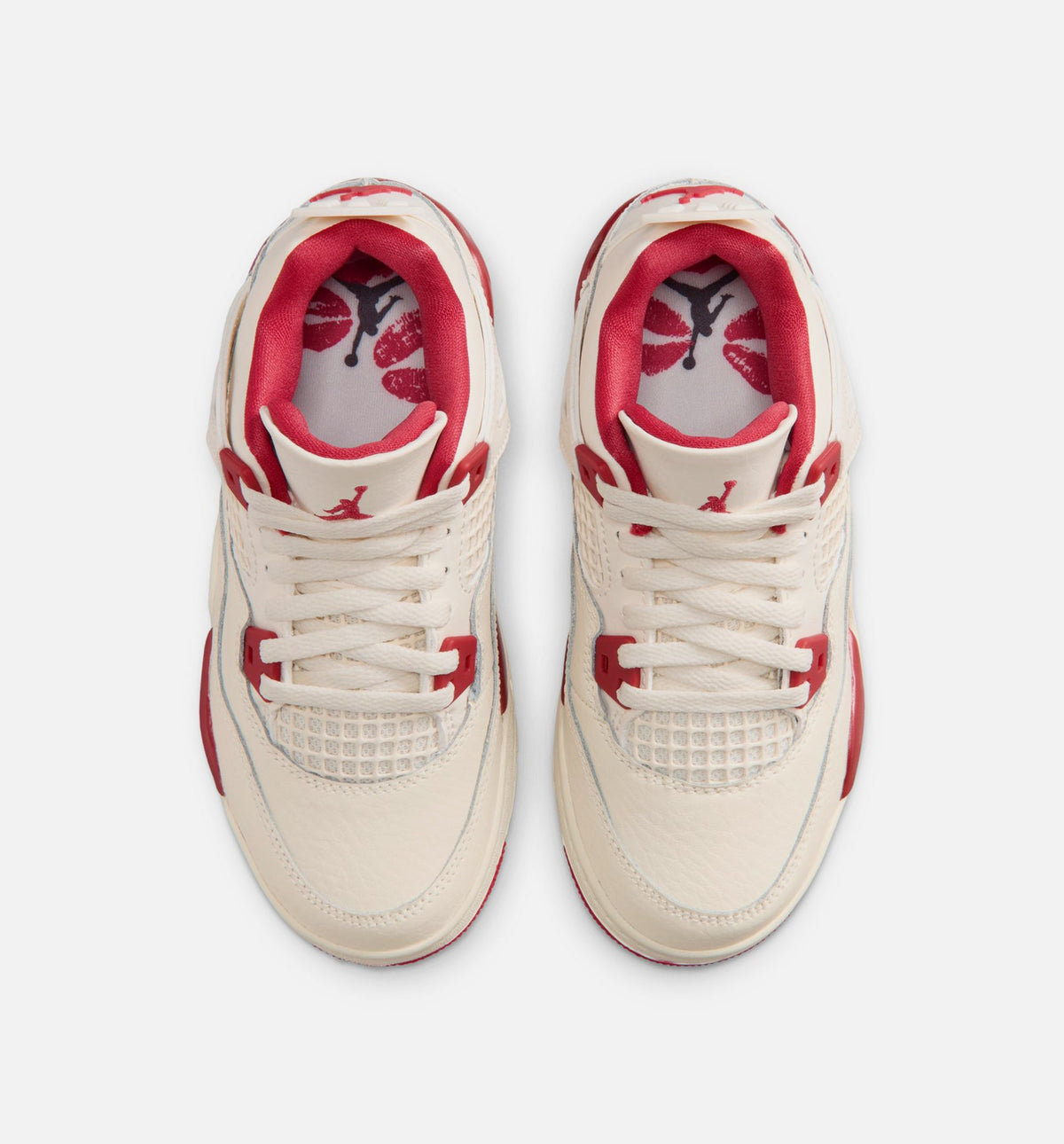 Air Jordan 4 Retro Valentines Day Preschool Lifestyle Shoe - Pale IvorySierra RedTough Red