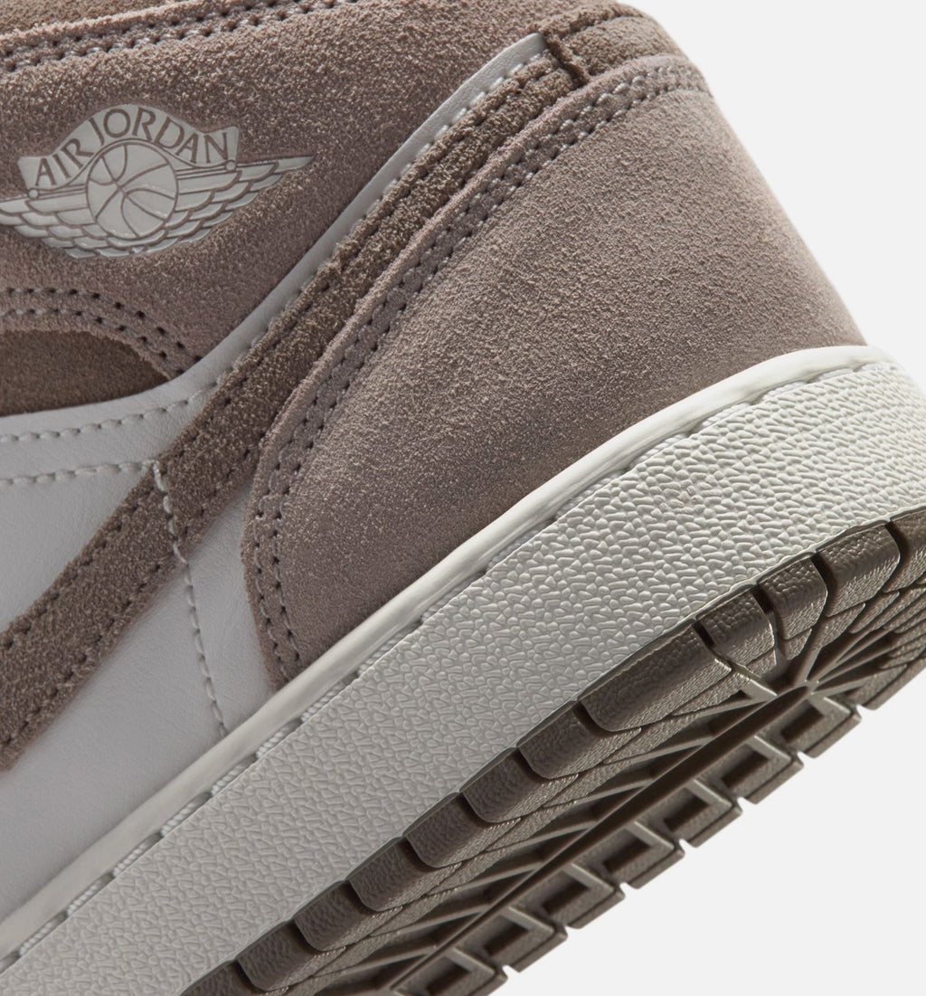 Air Jordan 1 Mid Grade School Lifestyle Shoe - Enigma StoneOlive GreySummit White
