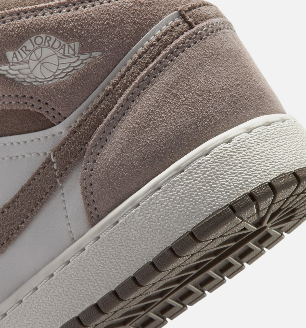 Air Jordan 1 Mid Grade School Lifestyle Shoe - Enigma StoneOlive GreySummit White