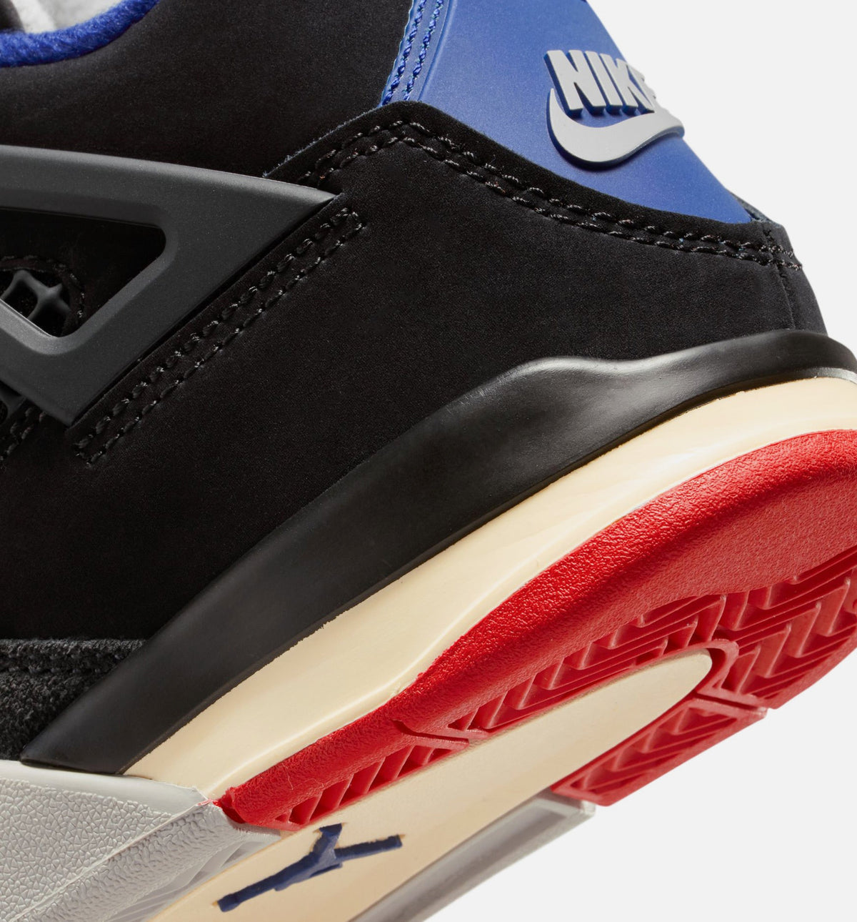 Air Jordan 4 Retro Rare Air Preschool Lifestyle Shoe - BlackFire RedDeep Royal Blue