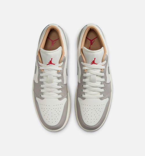 Air Jordan 1 Low Mens Lifestyle Shoe - SailFire RedCollege GreyHemp