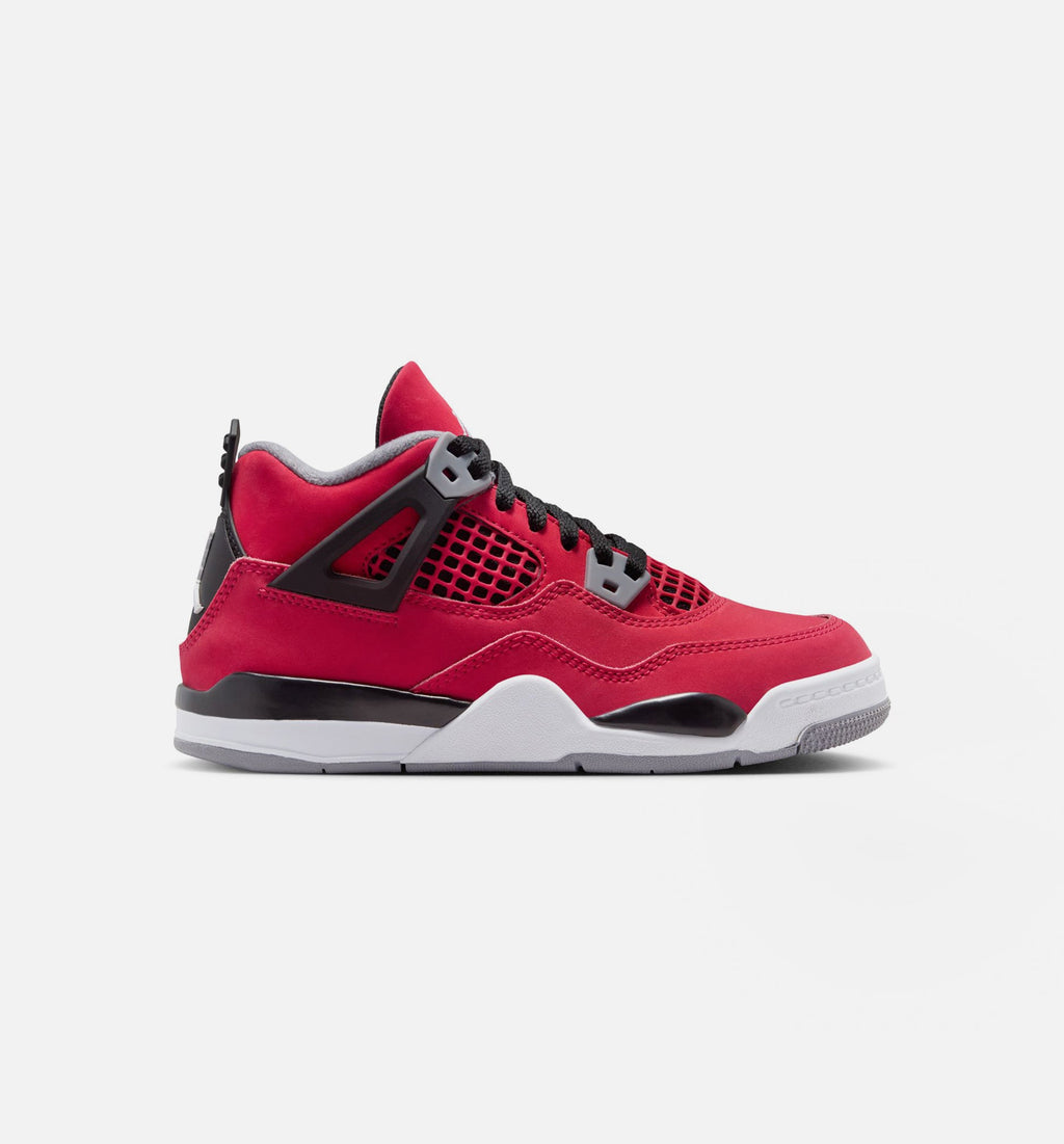 Air Jordan 4 Retro Toro Bravo Preschool Lifestyle Shoe - Fire RedWhiteBlackCement Grey Free Shipping