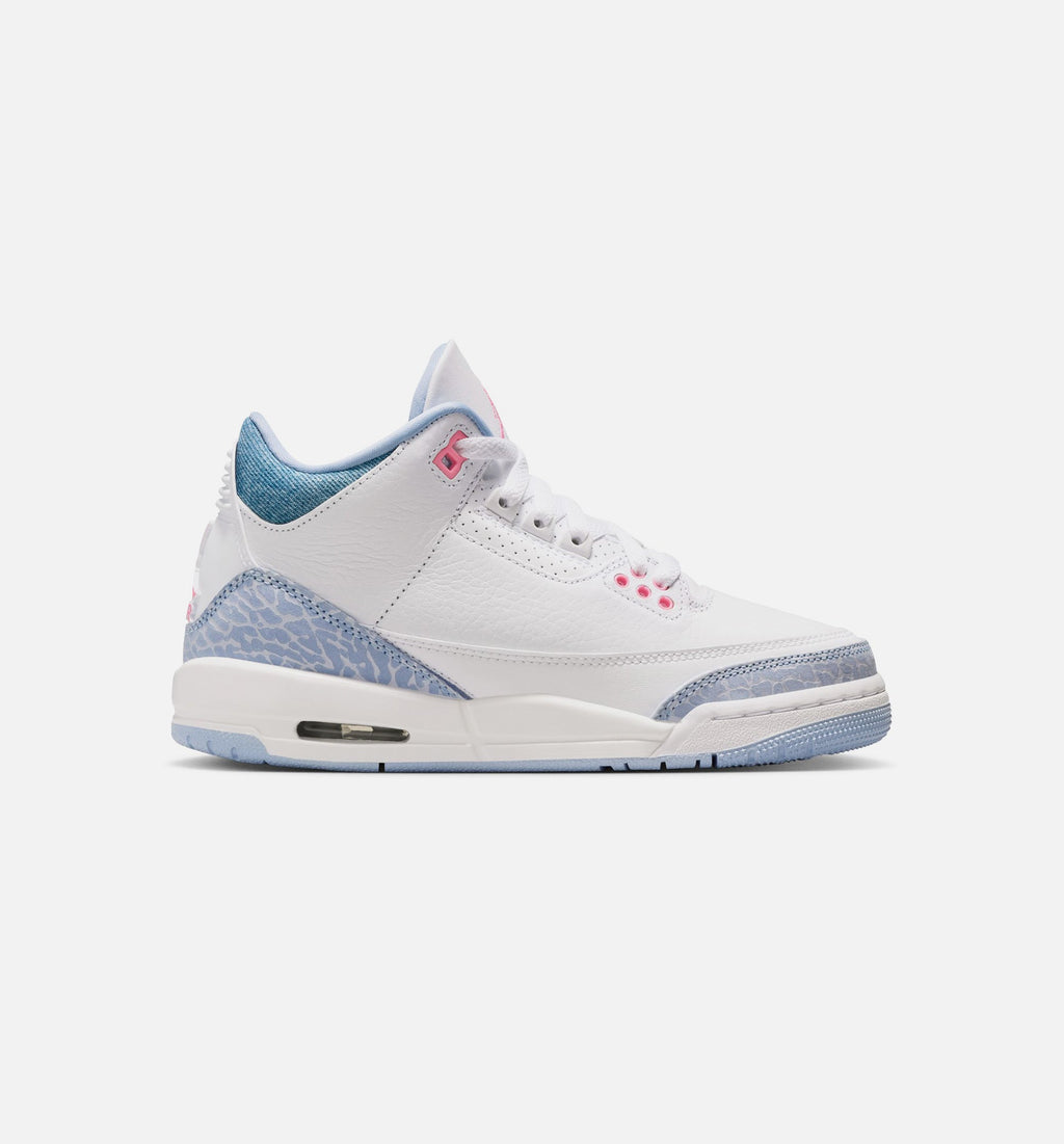 Air Jordan 3 Retro Cobalt Bliss Grade School Lifestyle Shoe - WhiteCobalt BlissFootball GreyPink Glow